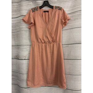 Banana Republic Short-Sleeve Dress With Beaded Shoulders Size S